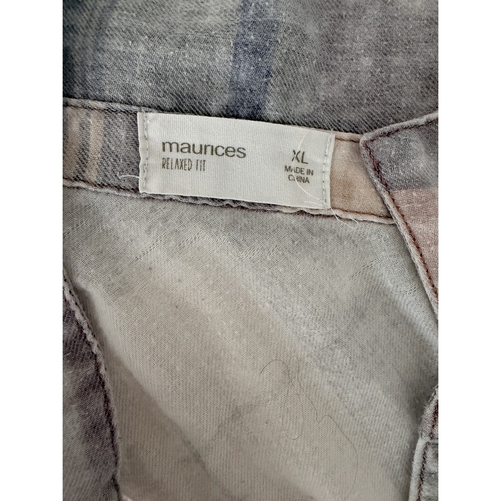 Maurices Shirt Womens XL Plaid Button Front Relaxed Fit Lightweight Pastel Boho - Picture 2 of 3